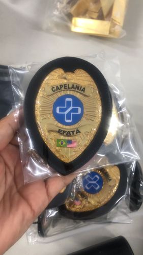 Distintivo / Bolachão Personalizável Brasão modelo Americano - Bolachoes, carteira funcional em destaque