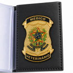Detalhe interno do Brasão 64 Médico Veterinário em carteira preta